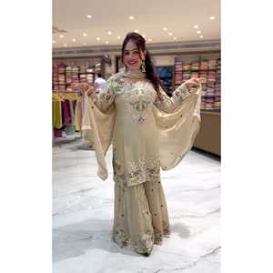 Conjunto de traje de fiesta para mujer de diseñador con Sharara Plazzo y Dupatta - Product Image 1