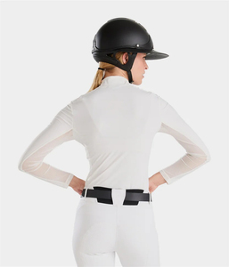 Chemise d'équitation professionnelle pour femmes, manches courtes, légère, respirante, haut de sport équestre, chemise avec logo personnalisé - Product Image 3