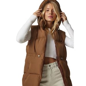 เสื้อฮู้ดดี้แบบมีเชือกผูก ดีไซน์เรียบง่าย มีกระเป๋าสองข้าง สำหรับฤดูหนาว ปี 2026 ผลิตตามสั่ง ขายส่ง เสื้อแจ็คเก็ตแขนกุดสำหรับผู้หญิง - Product Image 6