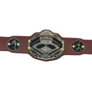 Ceinture de champion de baseball en cuir marron premium avec détails dorés - Parfaite pour les tournois et les fans de baseball - Product Image 2