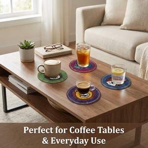 Sous-verres perlés – Sous-verres artisanaux sur le thème du safari pour table à manger, table basse et décoration intérieure - Product Image 4