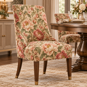 Tela Brocada con Flores de Peonía Rosadas, Tela Jacquard Tejida en Oro para Decoración Textil del Hogar - Product Image 4