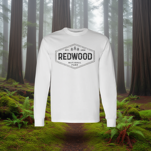 T-shirt à manches longues du parc national de Redwood, en coton, col rond, chemise de randonnée unisexe - Product Image 3
