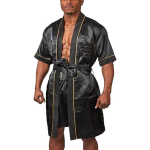 Robe de boxe professionnelle en tissu satiné, broderie personnalisée, sublimation, tenue d'entrée pour la boxe, le karaté et la gym - Product Image 1