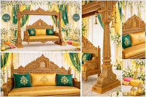 Decoración de escenario para Noche de Mehndi pakistaní, Columpio Maharaja, Columpio de escenario para Noche de Mehndi árabe, Hermoso columpio para ceremonia de brazaletes, Jhula USA - Product Image 5