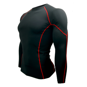 Unisex Long Sleeve Rash Guard Full Print <b>Compression</b> <b>Shirt</b> Quick Dry Sport Top Teal Black Design UPF50+ Eco-Friendly - Product Image 5