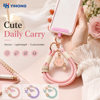Fabrik-Großhandel Grenzüberschreitend Beliebtes Hello Kitty Handy-Lanyard Kurzer Taschenanhänger Doppelclip Gewebtes Handgelenksband