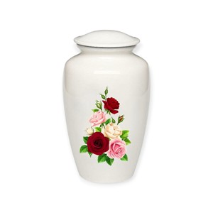 Red Marble Finish Cremation Urn with Elegant Swirl Pattern for Adult Ashes <b>Memorial</b> Display - Product Image 2