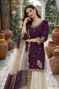 ชุดเสื้อท่อนบน 3 ชิ้น พร้อมผ้าคลุมไหล่ ดีไซน์หรูหรา ตกแต่งด้วยงานปักสวยงาม สำหรับผู้หญิง สวมใส่ในงานพิธีแบบดั้งเดิม - Product Image 2