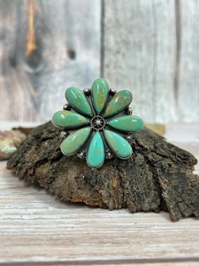 Kingman Turquoise <b>Adjustable</b> <b>Ring</b> Handmade Sterling Silver Artisan Jewelry Southwest Boho Natural Gemstone Statement - Product Image 2