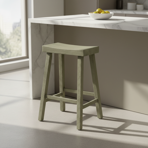 Tabouret de bar haut en bois d'hévéa massif, rond, moderne, minimaliste, mobilier de maison durable et léger - Product Image 3