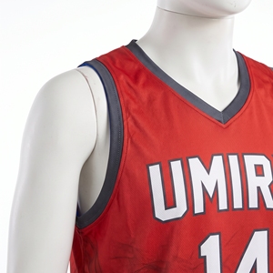 Ensemble d'uniformes de basketball réversibles personnalisés, maillot et short double face rouge et bleu pour camps, ligues, numéros d'équipe, logo, 100 % polyester - Product Image 4