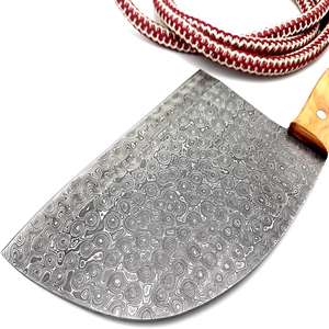 Couteau à découper artisanal en acier Damas avec lame à pointe tombante, bord plat, haute dureté, compatible lave-vaisselle, manche en bois - Product Image 6