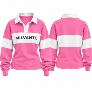 <b>Yellow</b> Custom Women’s Rugby <b>Polo</b> <b>Shirt</b> 100% Cotton 220 GSM Long Sleeve Rugby <b>Shirt</b> Premium Breathable Fabric <b>Polo</b> For Women - Product Image 4