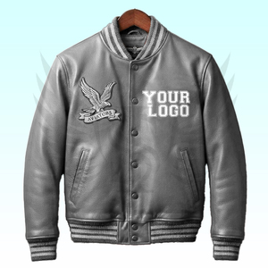 เสื้อแจ็คเก็ตหนังบุรุษสำหรับฤดูหนาว ดีไซน์ใหม่ คุณภาพดี ตกแต่งด้วยงานปักลายกราฟิกโลโก้แบบวาร์ซิตี้  ผ้าฟลีซ เหมาะสำหรับกิจกรรมกลางแจ้ง - Product Image 2