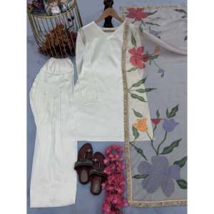 Conjunto de ropa de fiesta para mujer de diseñador con top y traje elegante Plazzo - Product Image 1