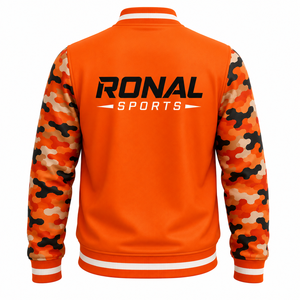RONAL SPORTS เสื้อแจ็คเก็ตแขนลายพรางสีส้มสำหรับผู้ชาย แจ็คเก็ตวาร์ซิตี้ลำลอง ปกคอพับ ติดกระดุมด้านหน้า ทรงปกติ ใส่ได้ในฤดูใบไม้ร่วง - Product Image 2