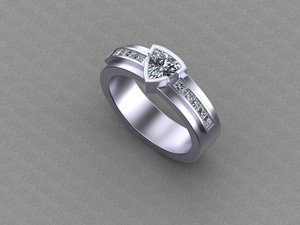Elegant Ladies Gold Silver <b>Ring</b> With Yellow White Rose Tone Moissanite CVD Colour Stone <b>CZ</b> EGL VVS2 D Trillion Princess 1.50 CTS - Product Image 1