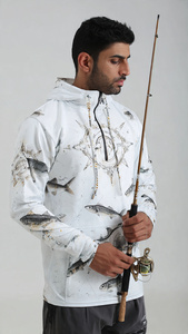 Nouveau maillot de pêche à sublimation avec fermeture éclair, 100 % polyester, sweat à capuche de pêche à sublimation, chemises de pêche à capuche, maillot anti-humidité - Product Image 4