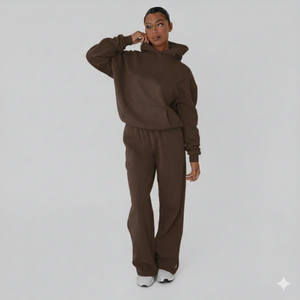 Vente en gros d'usine, ensemble 2 pièces pour femmes, ensemble de survêtement décontracté à capuche, survêtement oversize pour femmes, service OEM - Product Image 1