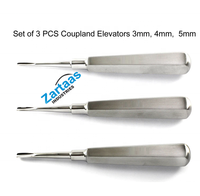 Ensemble de 3 élévateurs dentaires en acier inoxydable de haute qualité pour racines de dents, 3 mm, 4 mm, 5 mm – Instruments dentaires