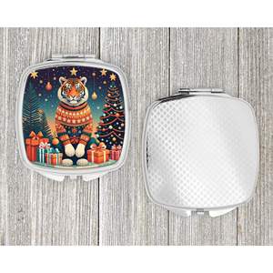 Tiger Women's Compact Travel Makeup <b>Mirror</b> Foldable <b>Handheld</b> Pocket Decorative Christmas Gift for Girls - Product Image 4