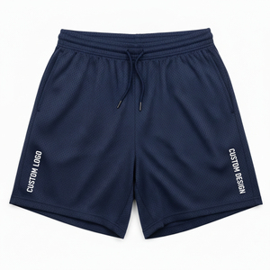 Pantalones Cortos Deportivos para Hombre, Diseño Personalizado, Color Azul Marino, Secado Rápido, Cintura con Cordón Ajustable, Impresión de Logotipo Lateral, Tela Premium, ODM - Product Image 1