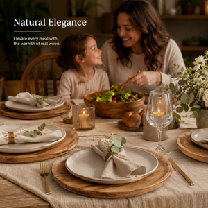 Ensemble de plateaux de service en bois d'acacia faits à la main – Assiettes rondes en bois pour servir les aliments, les collations, le fromage, les fruits et à la maison - Product Image 5