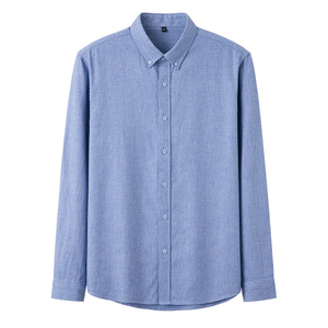Camisa de Franela a Cuadros de Manga Larga para Hombre, Cuello con Botones, Informal, Otoño, 100% Algodón, Antiarrugas, Manga Larga, Tejida - Product Image 2