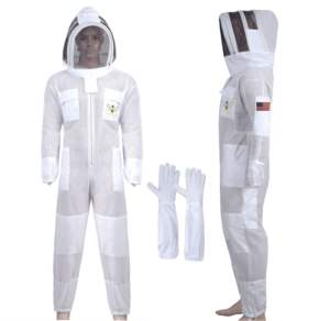 Combinaison de protection professionnelle unisexe confortable à 3 couches en coton/maille/polyester, blanche, avec détection d'aiguilles, durable et sécurisée - Product Image 1