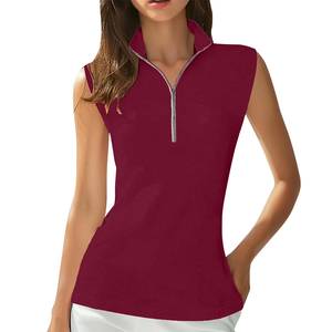 High Quality Women's Sleeveless Golf Shirt <b>Maroon</b> Color Casual Knitted Breathable Eco-Friendly Polyester/Cotton Quick Dry Plus - Product Image 1