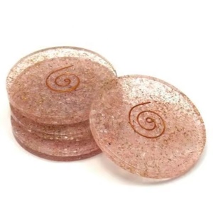 Juego de 4 Posavasos de Orgón de Cuarzo Rosa Hechos a Mano al por Mayor, Artesanía de Cristal, Regalo, Chakra, Decoración Brillante para Fiestas y Bodas - Product Image 2