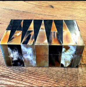 Elegant Handcrafted Animal MDF <b>Keepsake</b> <b>Box</b> with Natural Horn Inlays Curved Lid Jewelry Storage <b>for</b> Gifts & Modern Home Decor - Product Image 2