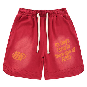 Pantalones cortos de chándal vintage con estampado personalizado al por mayor, estilo streetwear, con lavado ácido. - Product Image 1