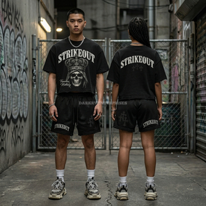 เสื้อยืดคอตตอนผู้ชาย แบรนด์สไตรค์เอาท์ คอกลม พิมพ์ลายหัวกะโหลก สตรีทแวร์ ชุดลำลองสำหรับฤดูร้อน - Product Image 3