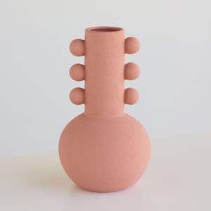 Modern Abstract Pink Bubble Metal <b>Vase</b> <b>Textured</b> Matte Stoneware Flower Pot | Minimalist Nordic Tabletop Decoration Metal <b>Vase</b> - Product Image 1
