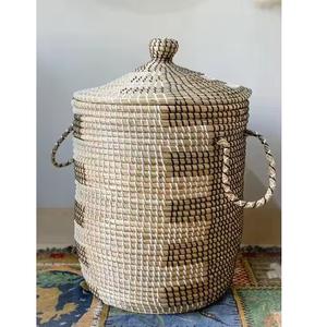 Paniers en jonc de mer et jacinthe d'eau du Vietnam, naturels ou personnalisables, ronds, rectangulaires ou carrés, flexibles, écologiques, pour vêtements - Product Image 3