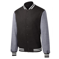 Veste universitaire classique unisexe en toile avec manches grises, corps noir, personnalisable, style Letterman, matelassée, coupe-vent, doublure en coton à capuche