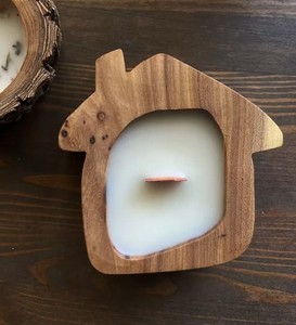 Rounded Wooden Base Candle Bowl For Home Wedding Festive Customized Dough Candle Container For Tabletop Restaurant & Cafes - Product Image 5