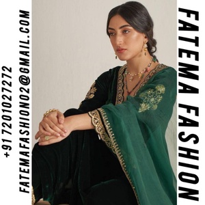 Vestidos de Diseñador Indios Modernos de Última Moda, Terciopelo Pesado con Bordado de 9000 Hilos, para Ocasiones Especiales, Bodas, Fiestas, Temporada Festiva, FATEMA - Product Image 2