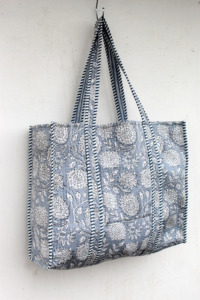 Bolso de Mano de Viaje Acolchado de Tela de Algodón para Mujer, Bolso de Compras de Verano - Product Image 4