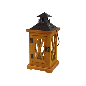 Lanterne en bois écologique classique de qualité supérieure avec cadre sculpté à la main de couleur personnalisée, design floral en métal sur le dessus, décoration durable - Product Image 6