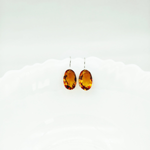 Natural Citrine Quartz Oval Bezel Set Silver Plated Dangle <b>Hook</b> <b>Earrings</b> | Yellow Gemstone Drop <b>Earrings</b> | Wholesale Jewelry - Product Image 1