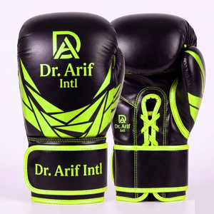 Gants de boxe professionnels en cuir PU avec logo personnalisé, fermeture auto-agrippante, demi-doigts, pour le soutien du poignet, MMA, Sanda, Muay Thai - Product Image 5