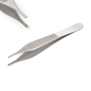 Veterinary Surgical Adson Tissue Forceps 12 cm / 4.7"/ 1x2 <b>Teeth</b> Stainless Steel Dressing Forceps Tweezers Medical Use - Product Image 2
