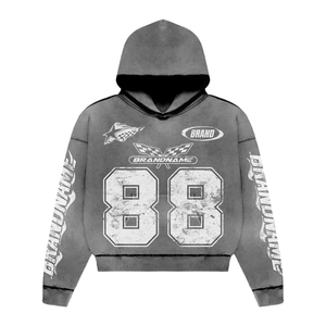 Unisex High Quality Cotton Acid Wash Vintage Pullover <b>Hoodie</b> Screen Printed Design Men's Women's Casual <b>Running</b> Plus Size - Product Image 2