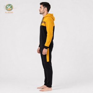 Conjunto Deportivo de Algodón para Hombre, Corte Ajustado, con Logotipo Personalizado, Chaqueta y Pantalón de Felpa, Diseño Liso, para Invierno, Venta al Por Mayor - Product Image 2