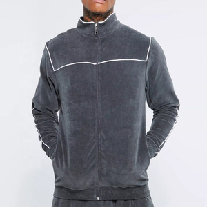 Men's Velour Tracksuit Athletic Sports Full Zip Sweatsuit 2 Piece <b>Long</b> <b>Sleeve</b> Coat Striped <b>Gym</b> Outfits Jogging <b>Sets</b> - Product Image 3