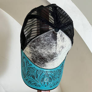 Gorra de Cuero Vacuno Genuino Hecha a Mano con Borde Floral, Diseño de Béisbol, Cierre a Presión, para Hombre y Mujer, Verano, Precio de Fábrica - Product Image 5