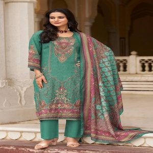 Muselina de viscosa de alta calidad con estampado digital - Aari - Conjunto de salwar y dupatta semicosturado con trabajo manual - Proveedor de Surat - Product Image 1